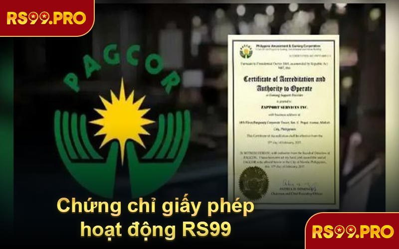 Chứng chỉ giấy phép hoạt động RS99